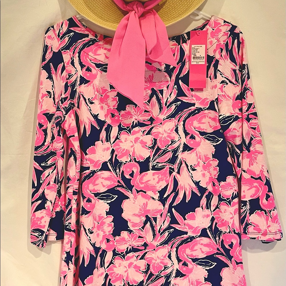 Lilly Pulitzer NWT Waverly Top in Inky Navy Flamingle. Size S.